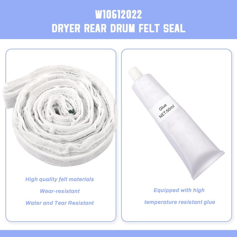 W10612022 Dryer Drum Felt Seal Replacement for Whirlpool, Kenmore, Amana,
