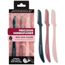 JAPONESQUE Dermaplaner Facial Razors - 3 Piece Set, Facial Hair Razor Kit - One Blade Dermaplane Razor For Women