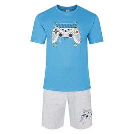 Mens Short Pyjamas Gamer PJ Sets Gaming Night Sleep Lounge Wear L XL XXL New (MNV 8 - L)