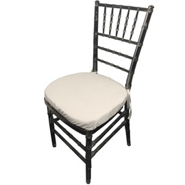 LA Linen Polyester Poplin Chiavari Chair Cushion Cover (4 Pack), White