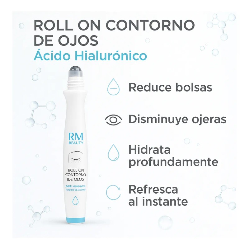 Roll-on contorno de ojos ácido hialurónico, hidrata y suaviza arrugas