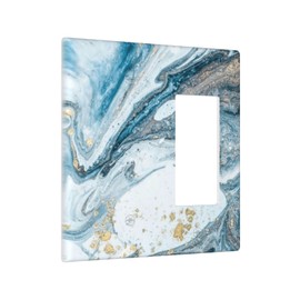 Blue Marble Combination 1 Blank 1 Rocker Switch Plate Outlet Cover 2 Gang Wall Plate, Abstract Decorative Light Switch Cover for Wall Decor, 4.5 x 4.5 Inch