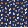 Clothworks - Sunflower Bouquets - Butterflies - Dark Blue