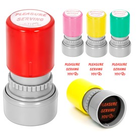 Philbinden Philbinden 4 Pack Pleasure Serving You Stamp-Self-Inking Stamps for for Checks, Server Stamps, and Stationery Stamps Service Work (Red,Pink, Green, Yellow)