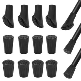 Pack of 12 Hiking Pole Baskets Non-Slip Snow Plates for Hiking Poles Universal, 3 Types Rubber Trekking Pole Tips with Thread, Protection for Hiking Pole Tips, Walking Poles Rubber Buffer 11 mm