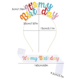 Birthday Sash and Tiara Set Happy Birthday Headband Crown and Sash for Girls Women Birthday Decorations and Gifts