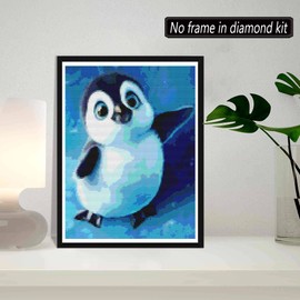SKRYUIE 5D Animal Diamond Painting Kits - DIY Diamond Art Kits for Adults Antarctica Penguins, Full Round Drill - Crystal Cross Stitch - Adults Craft for Wall & Office Decor - 12x16 inch