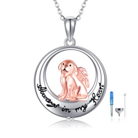 ONEFINITY Dog Urn Necklace for Ash 925 Sterling Silver Pet Ashes Necklace Dog Cremation Jewelry