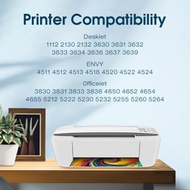 63 XL High Yield Ink Cartridge Combo Pack Replacement for HP 63 Ink; for HP Envy 4520 4512 4516； Officejet 3830 4650 4655 5200 5255 5252 5222；Deskjet 1112 2130 2132 3630 Printer (Black and Tri-Color)