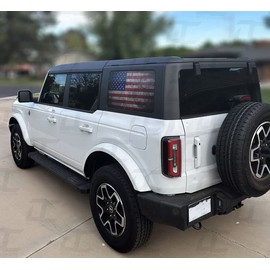 Decal Concepts American Flag Rear Side Window See Through Accent Decal (Fits Bronco 4 Door 2021-2024) (Flag Style (Red-White-Blue Distressed))