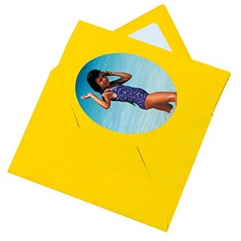 folia 100314 - Passepartouts genarbt mit ovaler Stanzung, ca. 11 x 18 cm, 3 Karten (220 g/qm) und Kuverts, bananengelb - ideal für Einladungen, Glückwunsch- oder Grußkarten