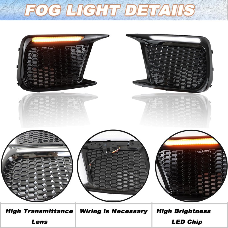 KEEGTBOX Switchback White/Amber LED DRL Front Fog Daytime Running Light