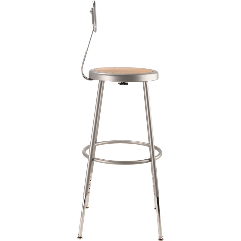 NPS 24" Adjustable Height Steel Stool with Backrest, Grey