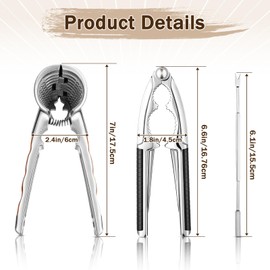 Purpeak 6 Pcs Nutcracker Nut and Walnut Cracker Kit Metal Walnut Plier Opener Tool with Nonslip Handle Heavy Duty Shell Seafood Cracker Includes 4 Nut Picks Kitchen Tool for Pecan Hazelnuts Pistachio
