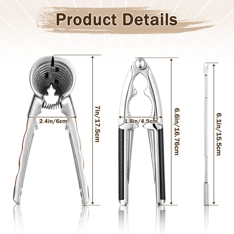 Purpeak 6 Pcs Nutcracker Nut and Walnut Cracker Kit Metal