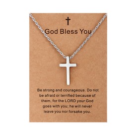 Monily Cross Necklace for Women Cross Necklaces with 2.5 mm Stainless Steel Rope Chain 20 Inches（God Bless You