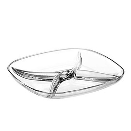 Barski - European Quality - Glass - 4 Sectional - Square - Relish Dish - 9.5" - Diameter - Made in Europe