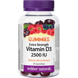 Webber Naturals Vitamin D3 2500 IU, 75 Gummies, For Healthy Bones, Teeth, and the Maintenance of Good Health