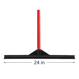 Heavy Duty Floor Scrubber Squeegee- 24" Solid Natural Rubber Blade- 58” Long Handle- Dries Flat & Curved Surfaces- Best for Washing & Drying Shower Glass/ Bathroom/ Kitchen/ Windshield/ Window