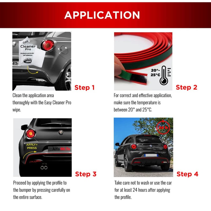 Red Profile Sticker for DAM Front Bumper Alfa Mito