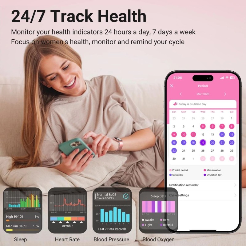 Trendia Smart Watches for Women, 1.83" HD Fitness Tracker (Answer/Make