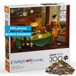 Buffalo Games Wistful Letter 300 Oversized-Piece Jigsaw Puzzle - 300 Oversized Pieces 21.25 x 15 in, Poster - Easy Handling Assembly for Adult Jigsaw Puzzles - Cozy Interior Scene & Art Illustration
