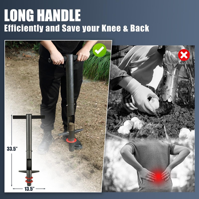 Bulb Planter Tool, 33.5 inch Long Handle Garden Sod Plugger