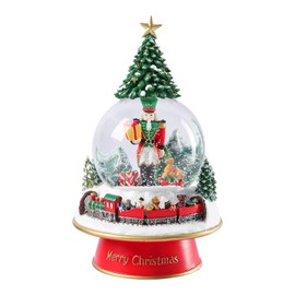 Christmas Snow Globe Musical - Nutcracker Snow Globes Christmas Tree Train Water Snow Globes with 7 Colors LED Lights Change Music Box Home Christmas Decor for Kids 8.66 inch