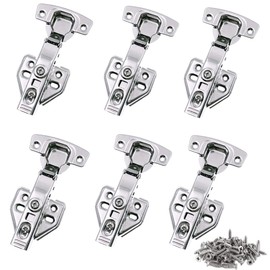 JZK 6 x Pot Hinges Cupboard Hinges 35 mm 110 Degree + Screws Pot Hinge for Kitchen, Bedroom, Bathroom Cabinet Wardrobe Bookshelf