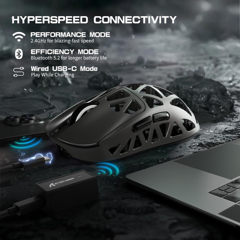 ATTACK SHARK R2PRO 45g Superlight Magnesium Alloy Mouse, PixArt PAW3950