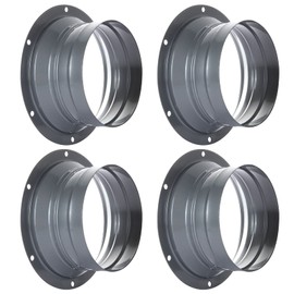 4 PCS 4 Inch Duct Connector Flange Inlet Fitting Metal Straight Pipe Flange Ventilation Pipe Connector for Heating Cooling Ventilation HVAC System（Silvery Gray）
