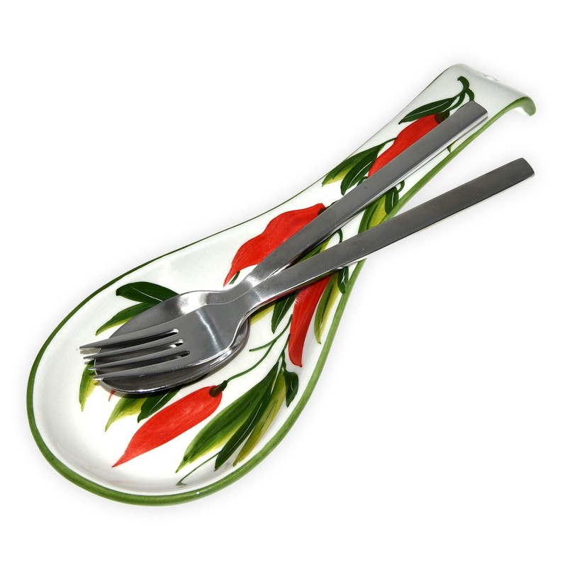 Lashuma Ceramic Spoon Rest Italian Spoon Holder 28 cm Hand-Painted