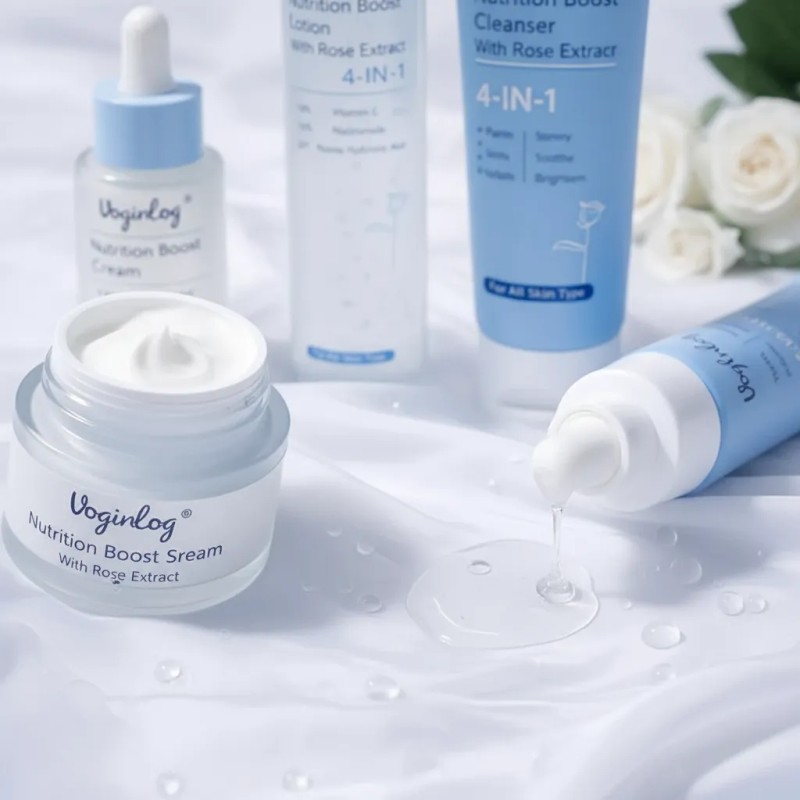 Kit De 6 Pza Skincare Básico Cuidado Piel, Hialurónico Rosas