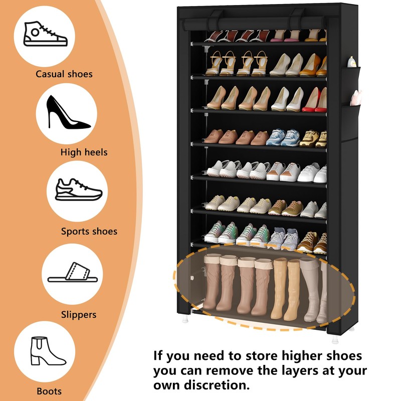 Laiensia 9-Tier Vertical Shoe Rack Organizer, Space Saving Shoe Storage