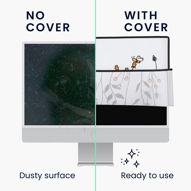 kwmobile Computer Monitor Cover Compatible with 24-26" monitor - Bees