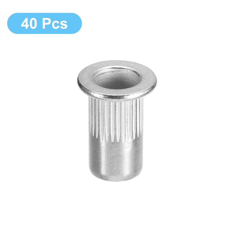uxcell #10-24 Rivet Nuts, 40pcs 304 Stainless Steel Knurled Flat