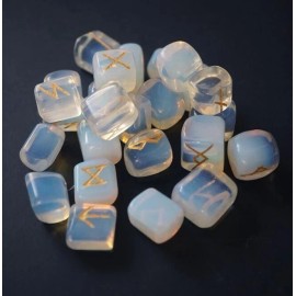 Opalite Runes Set w/ Chart - Perfect Gift for Mom, Crystal Lovers
