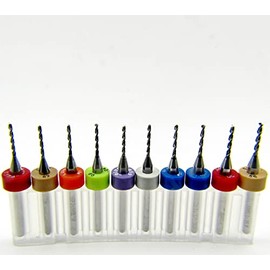 Ten Size Carbide Drill Bit Set .037" - .0465" #63#62#61#60#59#58#57 1.12mm 1.15mm #56 1/8" Shanks