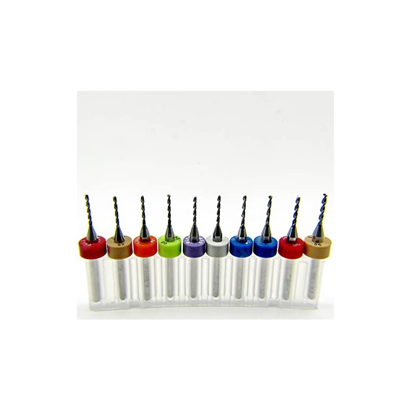 Ten Size Carbide Drill Bit Set .037" - .0465" #63#62#61#60#59#58#57