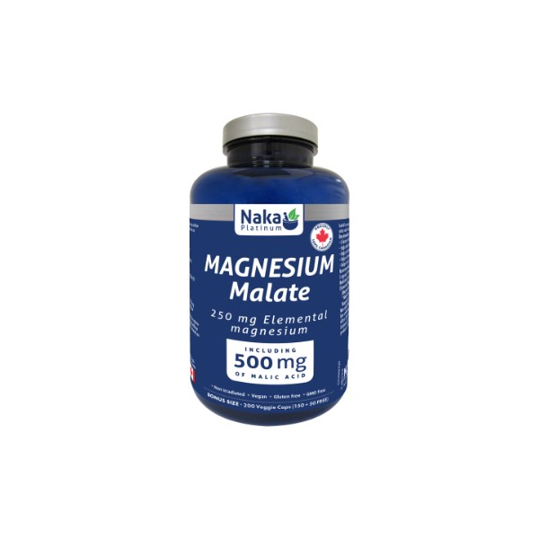 Naka Magnesium Malate 250mg (500mg Malic Acid) - 150 + 50 V-Caps BONUS