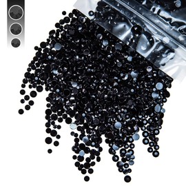 qiipii Pure Black Resin Rhinestones for Crafting 3mm 4mm 5mm Mix Solid Black Flatback Jelly Stones Bulk SS10 SS16 SS20 Diamonds Gems for Nails Face Eyes Makeup Tumblers Bottles Crafts Clothes Shoes