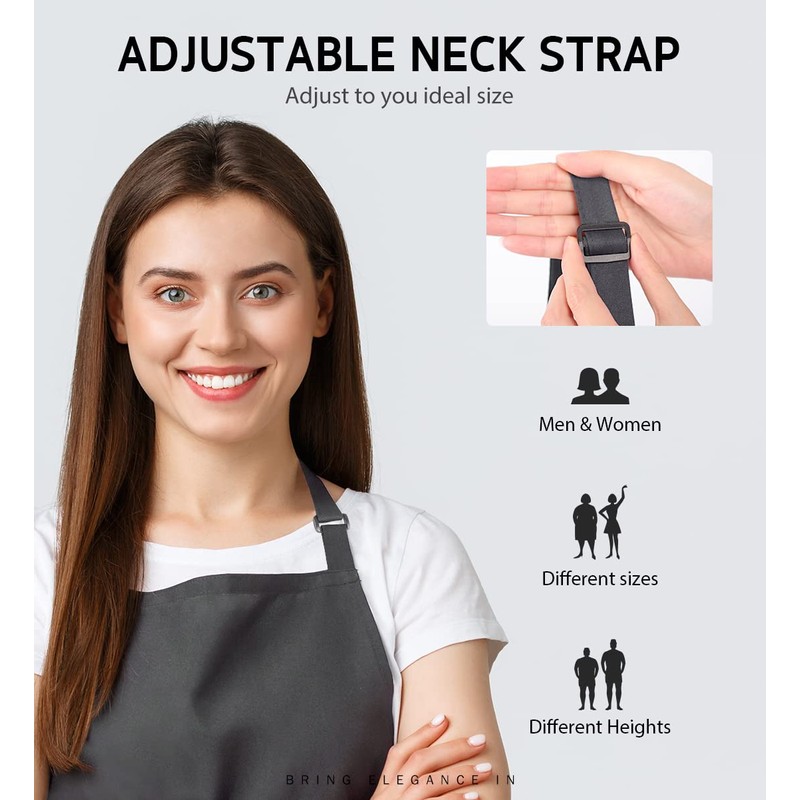 Syntus 2 Pack Adjustable Bib Apron Waterdrop Resistant with 2