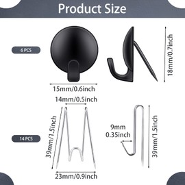 LEIFIDE 20 Pieces Metal Cubicle Hooks Fabric Panel Wall Wire Hooks Set Cubicle Clips Cubicle Pins Cubicle Wall Clips for Office Kitchen Home Shelf Picture Key Hanging Accessories (Black, Silver)