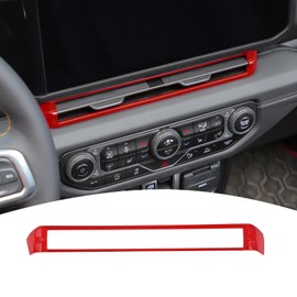 PDKLIN for JL Dash Center Vent Trim Cover Conditioner Vent Cover Interior Accessories Compatible with 2024 Jeep Wrangler JL JLU & Gladiator JT (Red)