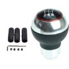 Universal Gear Knob Round Chrome Look Red Ring - Black