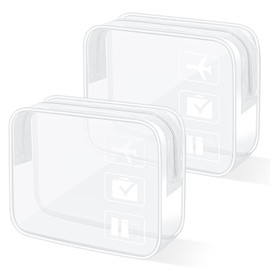 Woobroo Clear Travel Toiletries Bag, 2 Pack TSA Approved Toiletry Bag with Zippers Travel Essentials PVC Waterproof Cosmetic Clear Makeup Bag for Women and Men