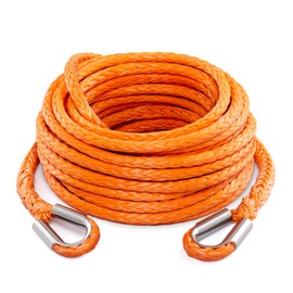 Kolvoii Winch Rope Extension 1/4 Inch x 50 Ft 10,000 Lbs, Synthetic Winch Extension Line Cable for Off Road Vehicle ATV UTV Truck etc (Orange)