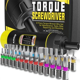 Aiourx Torque Screwdriver Wrench Set, 3-39 Inch Pounds lbs, 3 in-lb Increment, 31 Pcs 1/4" Drive Torque Screwdriver Wrench with S2 Steel Bits for Tools, Mounting and Bike Repairing