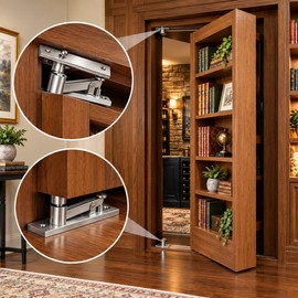Heavy Duty Door Pivot Hinges – 200 LB Concealed 360° Pivot Hinges for Hidden, Bookcase & Secret Doors