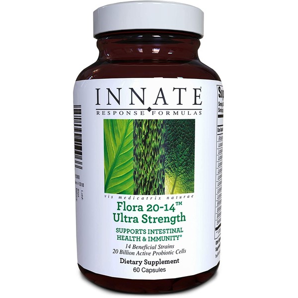 INNATE Response Formulas, Flora 20-14 Ultra Strength, 20 Billion CFU Probiotic, Vegan, Gluten Free, 60 Capsules (60 Servings)